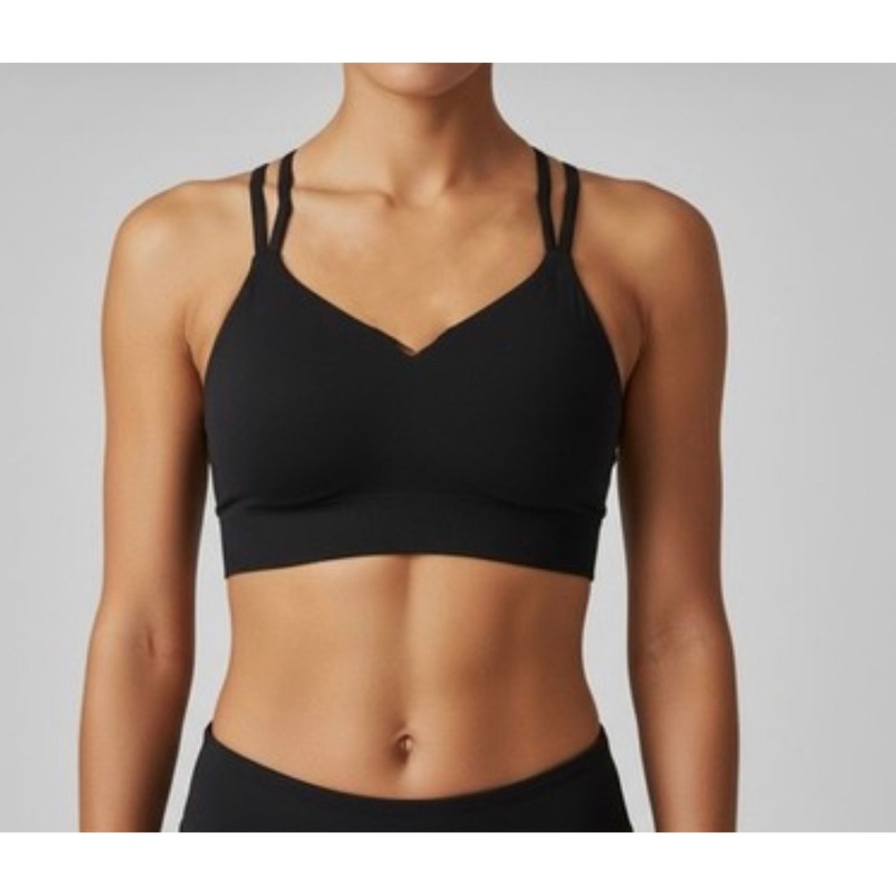 Zella Womens Seamless Strappy Sports Bra Black Medium Support Yoga Studio M